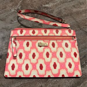 Kate Spade Red and Pink Patterned Wristlet
